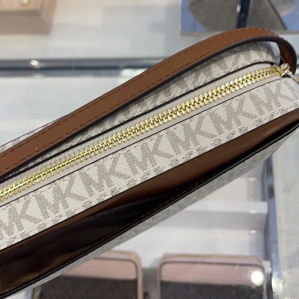Michael Kors Jet Set Item Large East West Zip Chain MK Signature Crossbody Bag